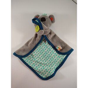 B Baby Snugglies KOKO Koala Bear Gray Aqua Teal Blue Security Blanket Lovey EUC